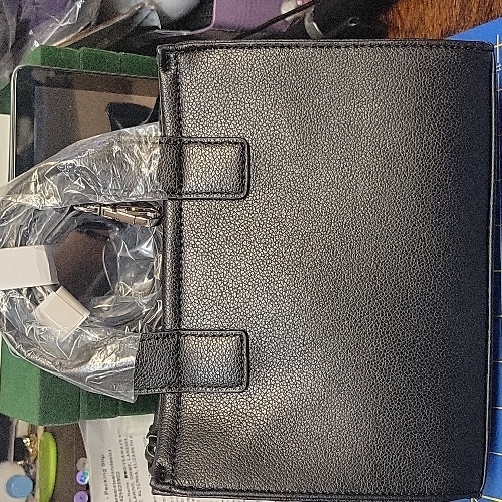 CXL Christian Lacroix Black Leather Tote Bag 9x6.5x4 NWT - Picture 2 of 3